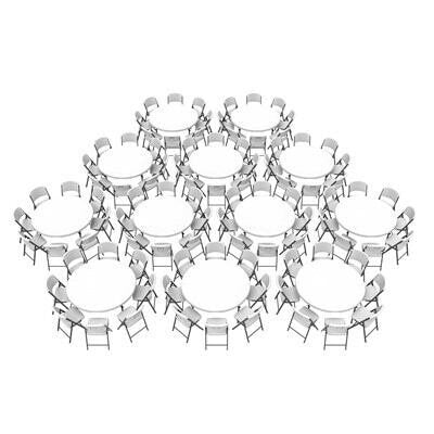 Lifetime (12) 60-Inch Round Stacking Tables and (96) Chairs Combo (Commercial)