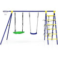 Ultimate 5-In-1 Outdoor Kids Swing Set with Sturdy A-Frame Metal Construction and Secure Ground Stakes