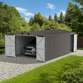SUNJOY 13x20 Metal Shed Kits with Lockable Doors and Vents - Light Gray