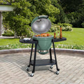 SUNJOY 20 Inch Charcoal Grill, Kamado Grill with Pizza Stone, Ultimate Egg BBQ Grill and Smoker with Wheels - Green