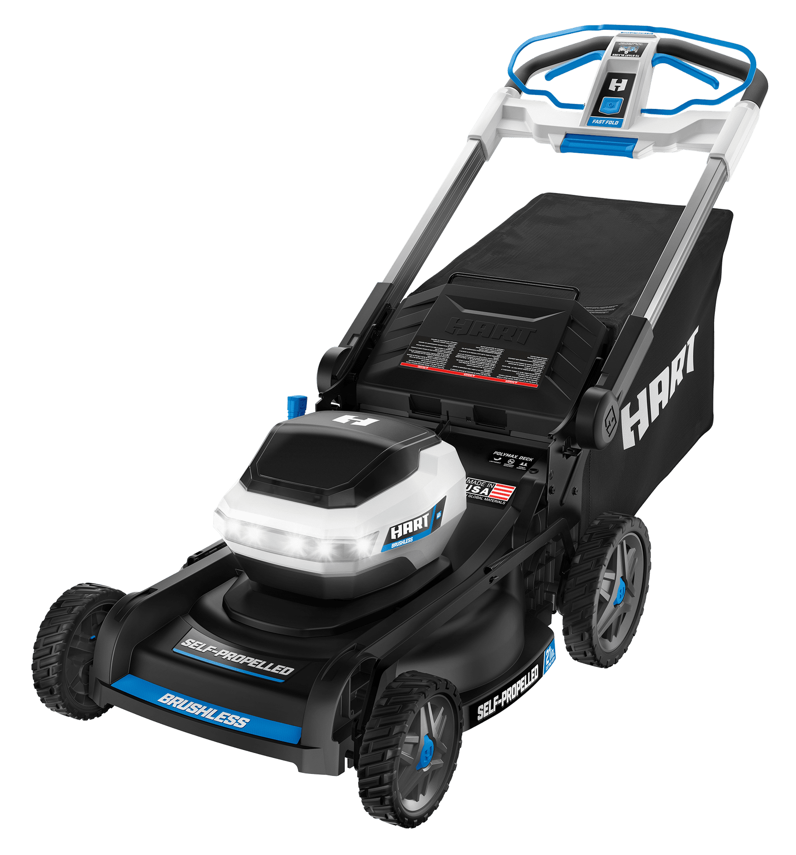 HART 40-Volt 21-inch Supercharge 3-in-1 Self-Propelled Mower Kit, (2) 6.0Ah Lithium-Ion Batteries