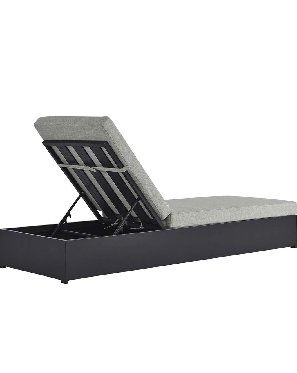 Modway Tahoe Aluminum Outdoor Chaise Lounge with Adjustable Backrest and Weather-Resistant Cushions, Gray White