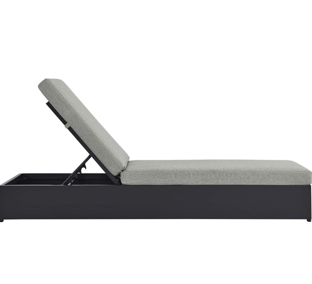 Modway Tahoe Aluminum Outdoor Chaise Lounge with Adjustable Backrest and Weather-Resistant Cushions, Gray White