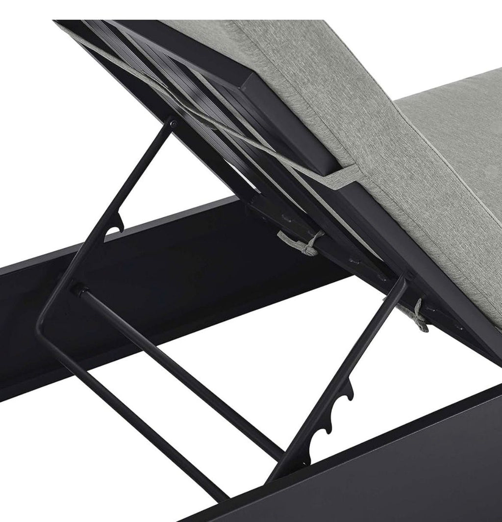Modway Tahoe Aluminum Outdoor Chaise Lounge with Adjustable Backrest and Weather-Resistant Cushions, Gray White