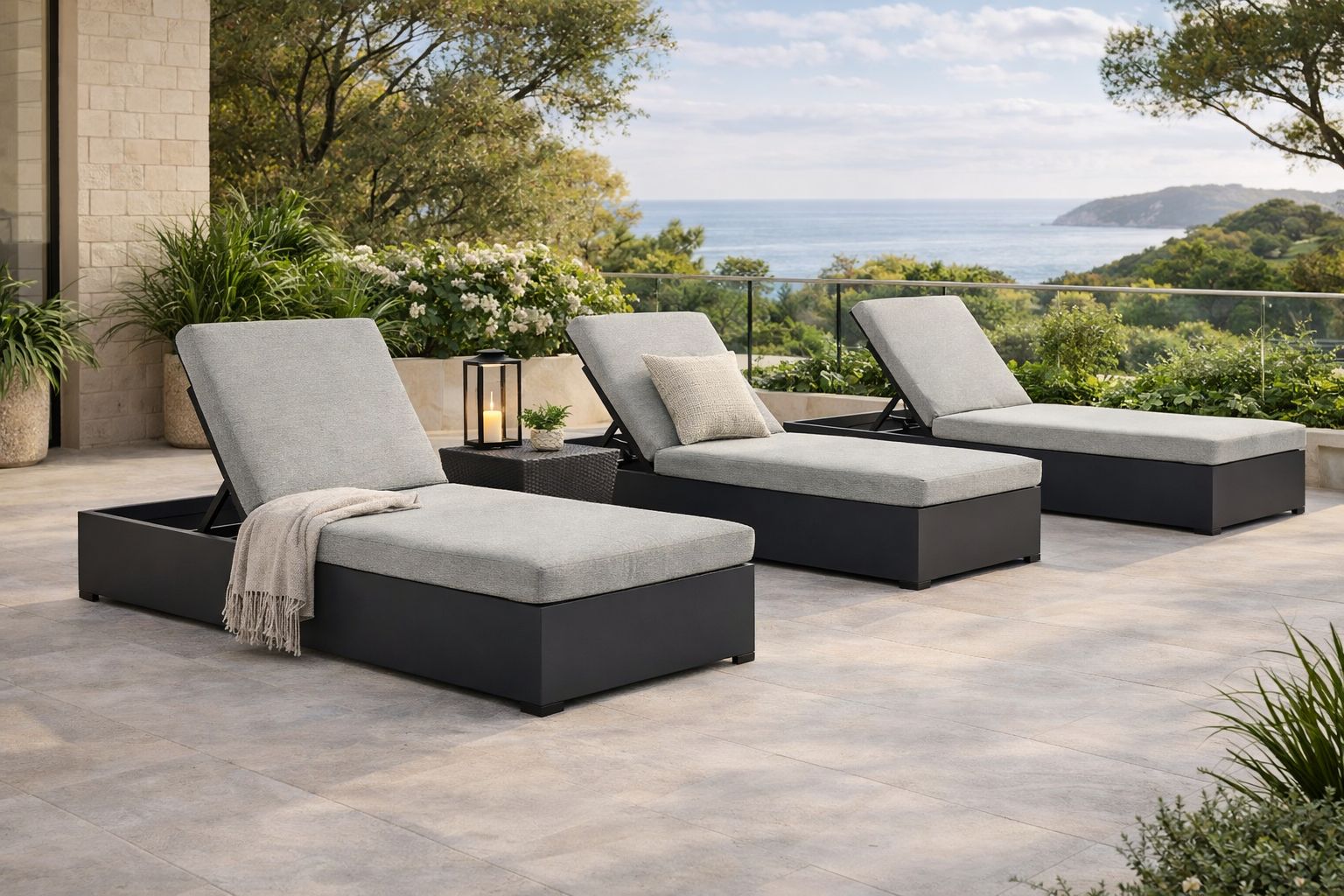 Modway Tahoe Aluminum Outdoor Chaise Lounge with Adjustable Backrest and Weather-Resistant Cushions, Gray White