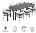 Modway Tahoe Aluminum 9-Piece Outdoor Patio Dining Set with Extendable Table and Cushioned Chairs, Gray White