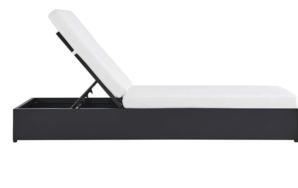 Modway Tahoe Aluminum Outdoor Chaise Lounge with Adjustable Backrest and Weather-Resistant Cushions, Gray White