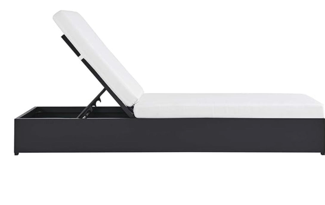 Modway Tahoe Aluminum Outdoor Chaise Lounge with Adjustable Backrest and Weather-Resistant Cushions, Gray White
