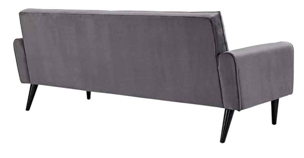 Modway Button-Tufted Upholstered Sofa – Mid-Century Modern Velvet Couch (Gray)