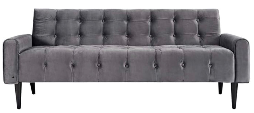 Modway Button-Tufted Upholstered Sofa – Mid-Century Modern Velvet Couch (Gray)