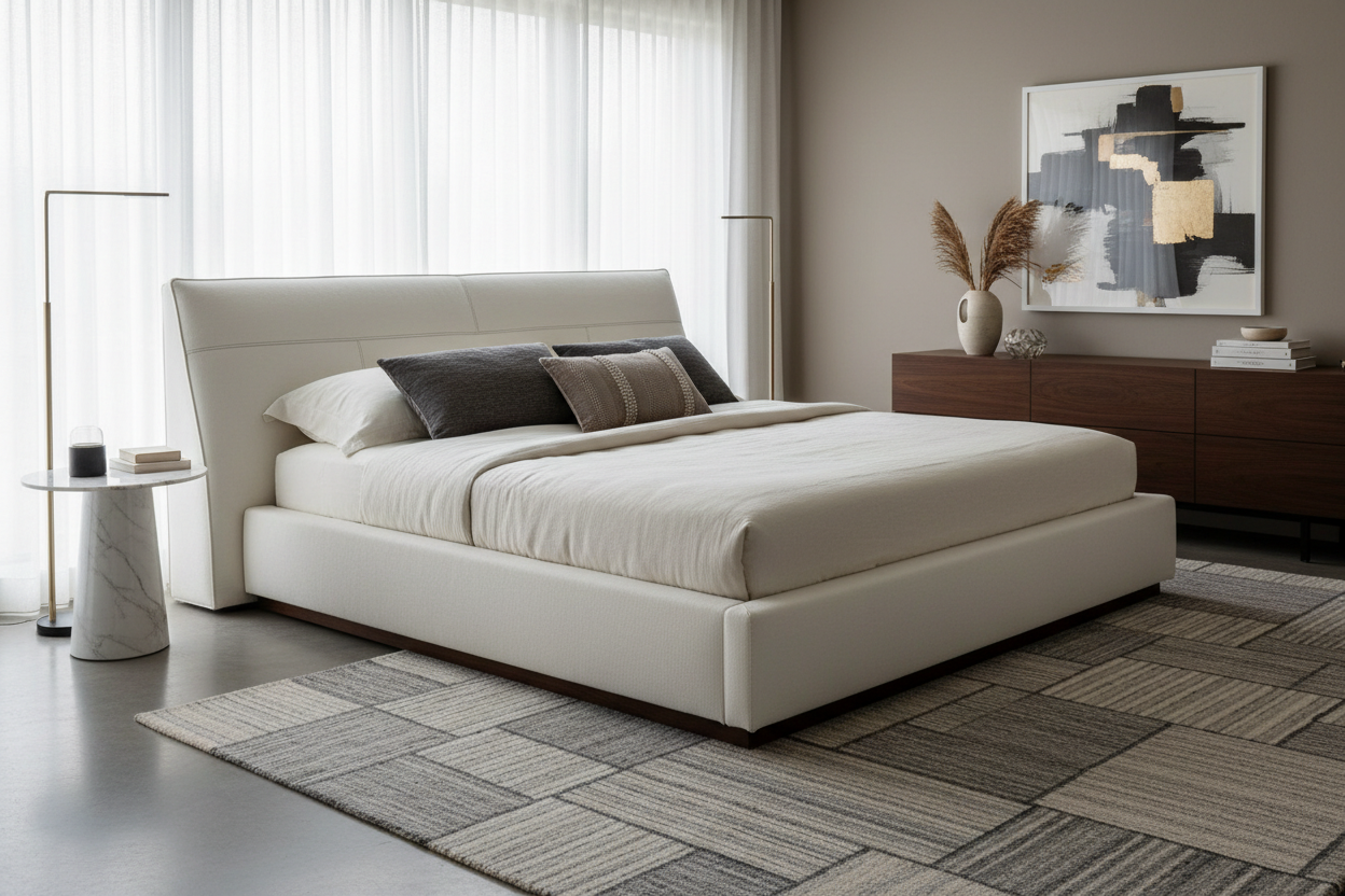 Opal & Onyx “Serenity Luxe” Upholstered Platform Bed